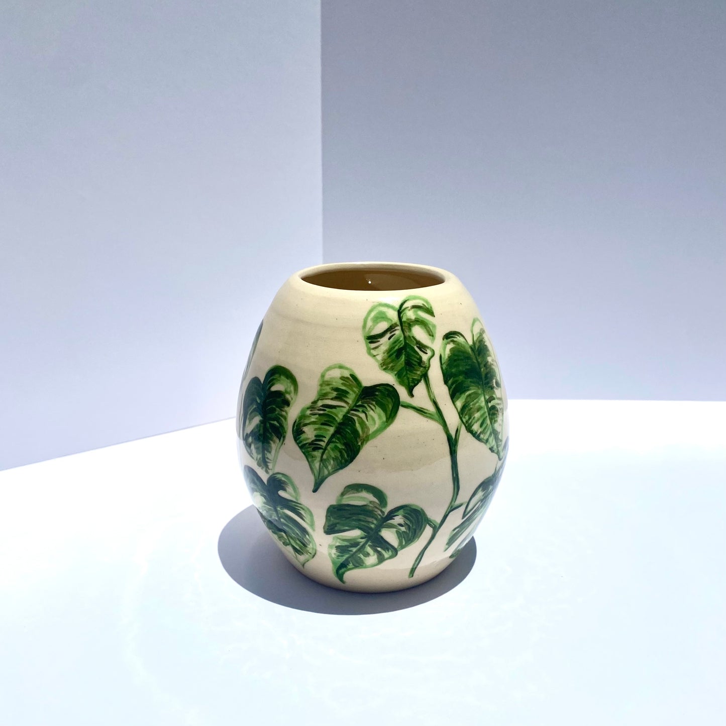 Hand painted monstera albo vase